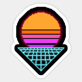 Outrun Sunset Retro 8-Bit Pixel Art Sticker